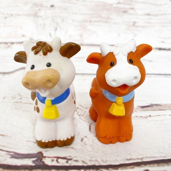 Vintage Little People Brown and White Cow Set - Picture 1 of 4